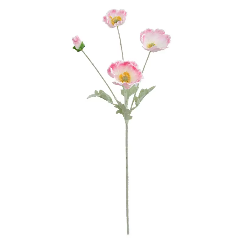 Fleur artificielle de pavot floqué pour la décoration intérieure de la maison