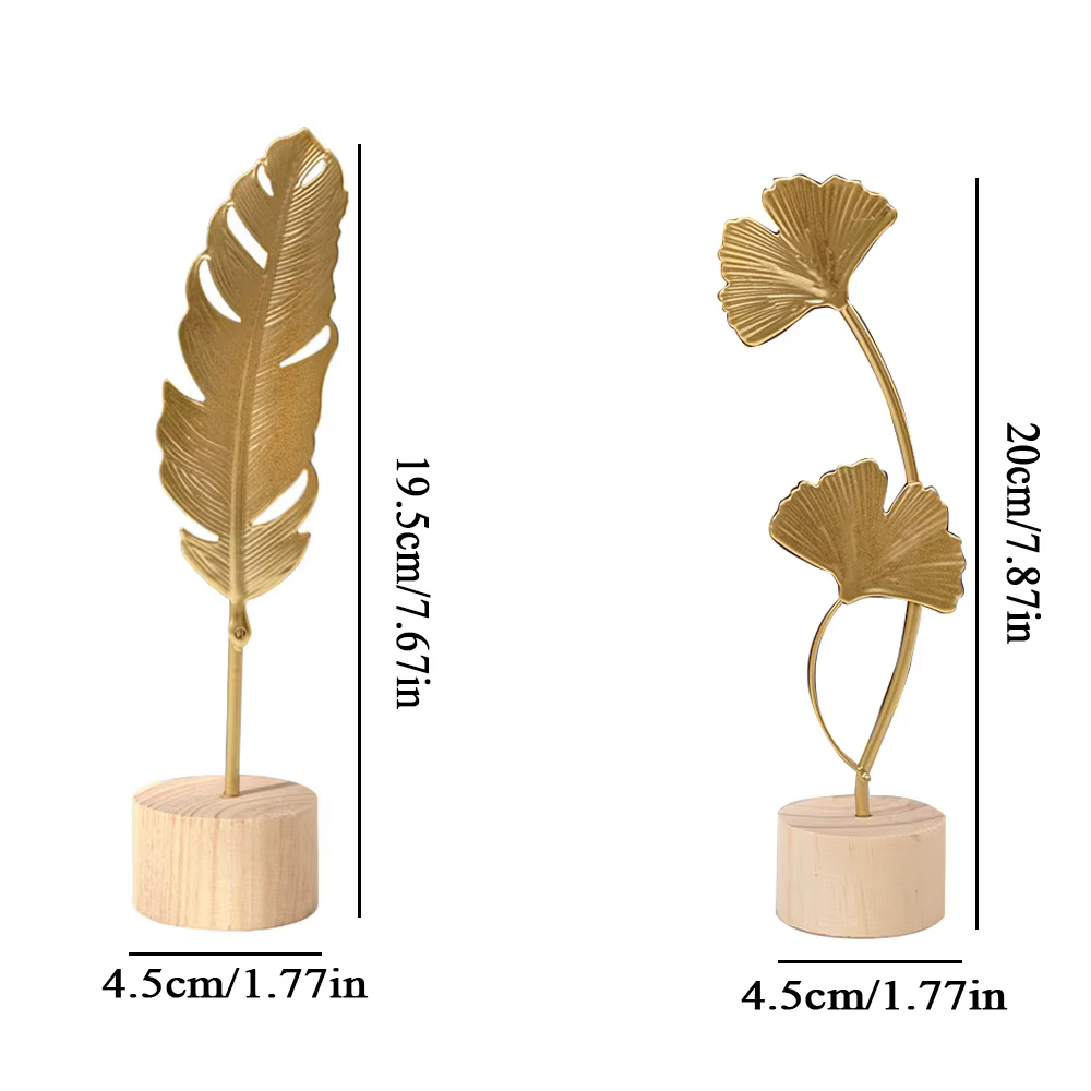 Sculpture de feuilles de Ginkgo dorées nordiques