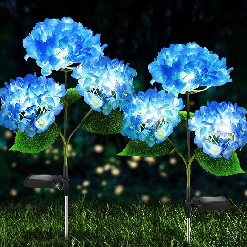 Lampes solaires en forme d'hortensia à 3 têtes