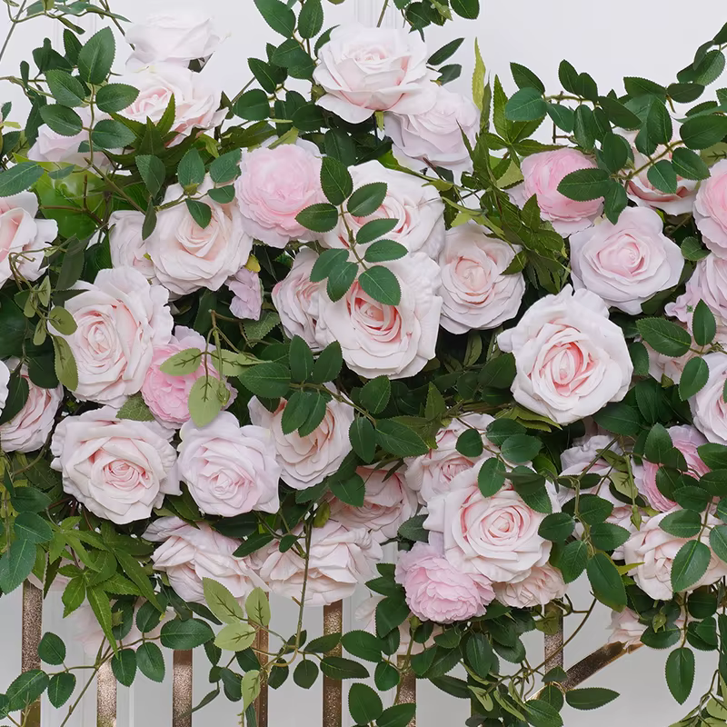 A7876 Rose vert plante vigne feuille d'érable fleur Arrangement décor pour mariage toile de fond arc cadre accrocher rangée florale scène accessoires