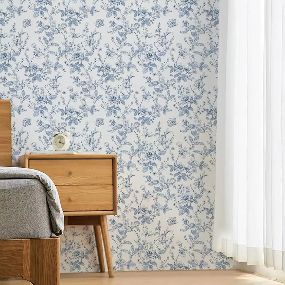 Papier peint autocollant bleu floral