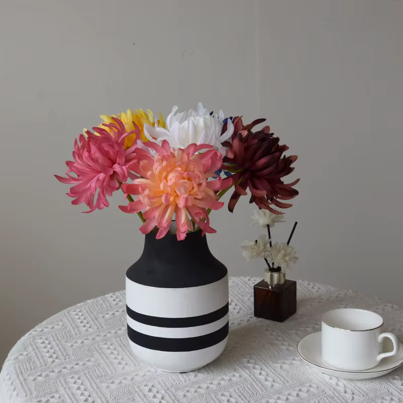 15/20 pièces de chrysanthèmes roses artificiels en forme de griffe de crabe pour mariage