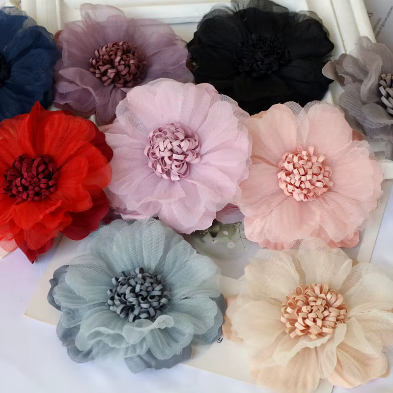Grands fleurs en tissu faites à la main de 9CM