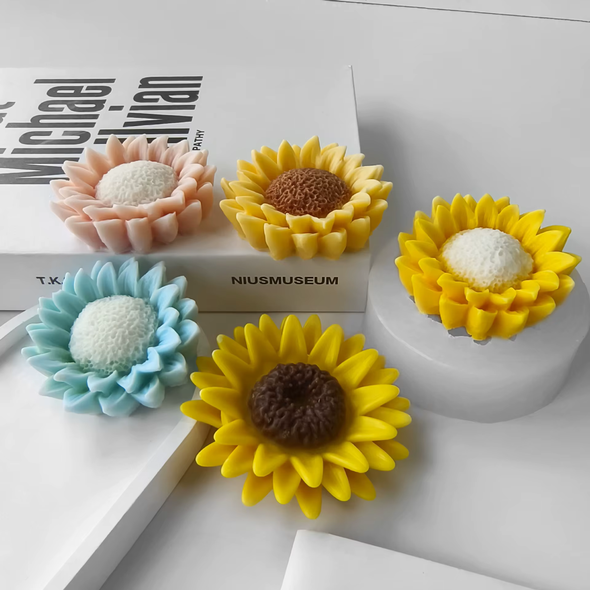 Moule en silicone pour bougie aromatique tournesol bricolage, fleurs faites à la main, élection, résine xy, ornements en plâtre, moules à bonbons au chocolat, moules de cuisson