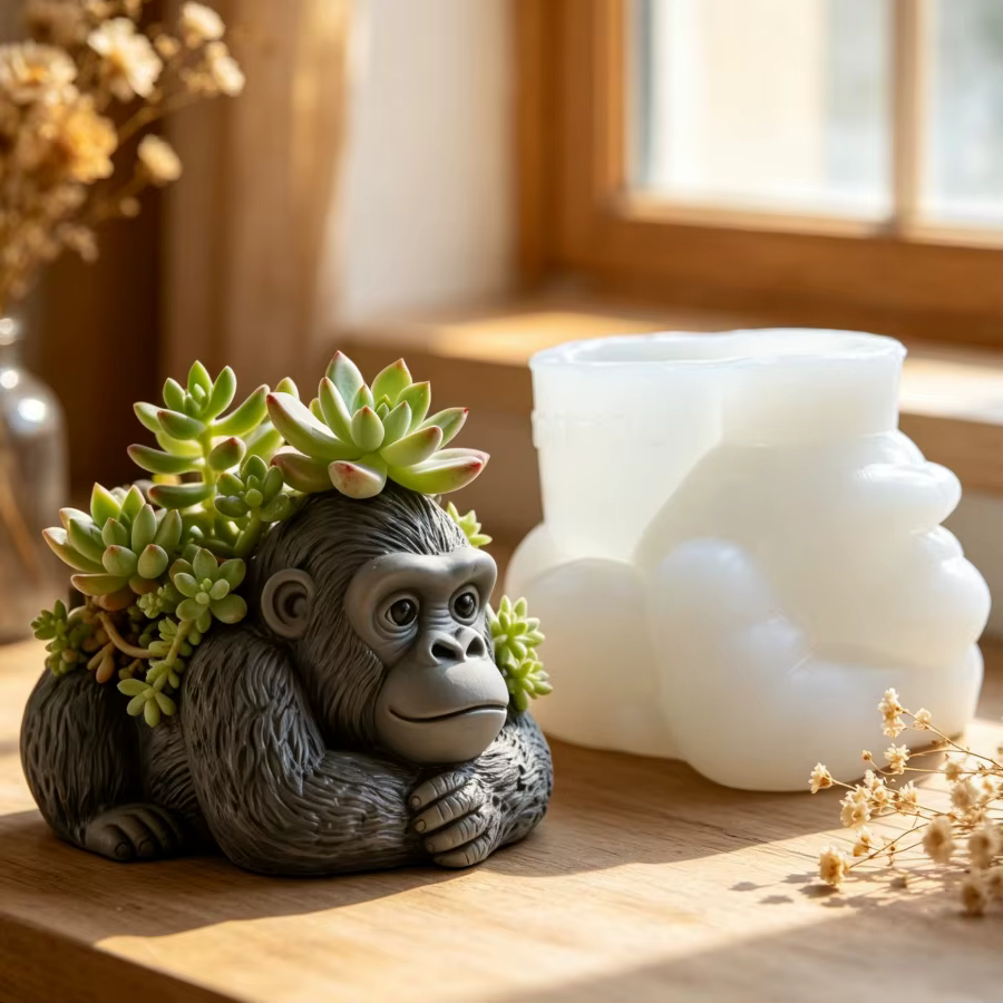 Moule en silicone pour pot de fleurs en résine