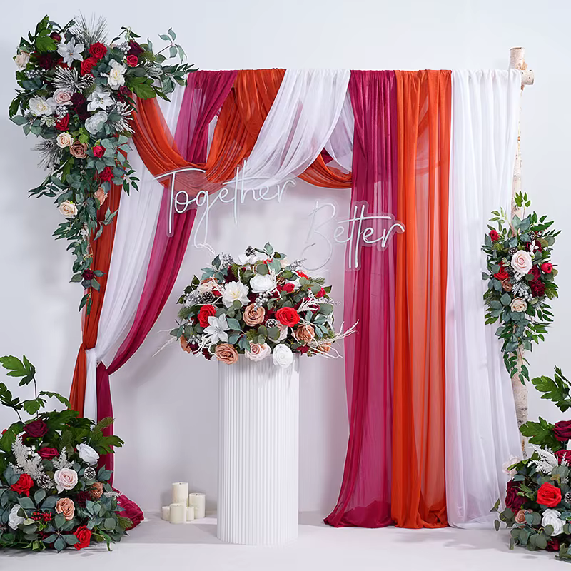 Série de noël Rose verdure accrocher fleur rangée mariage toile de fond cadre décoration Arrangement Floral événement fête fournitures H866215