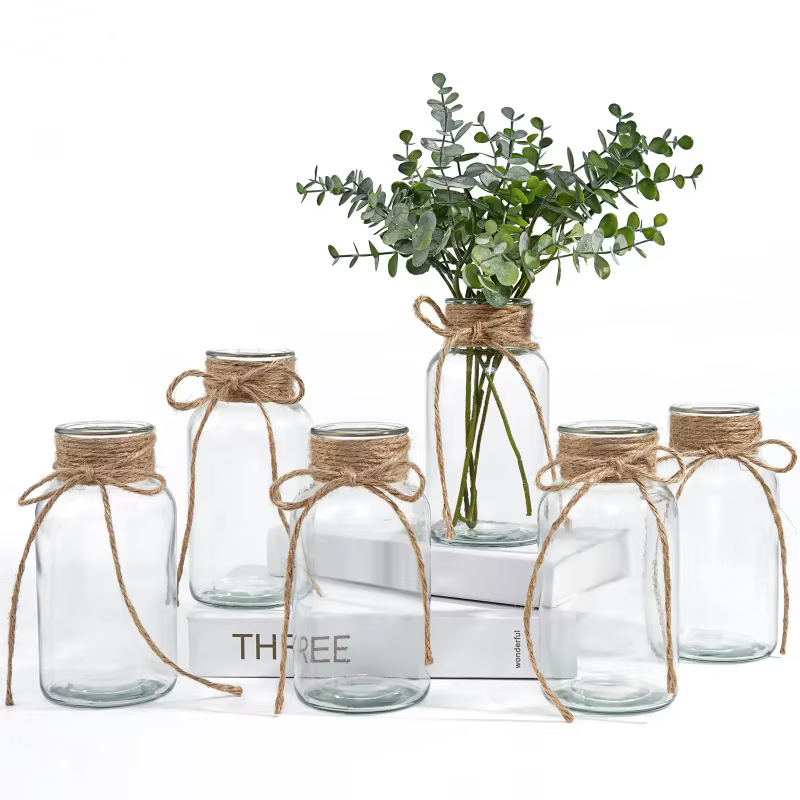Vases en verre Vintage, fleurs claires, bouteille de fleurs nordique, plantes rétro, pot en verre pour ferme, décoration de mariage, décoration de maison