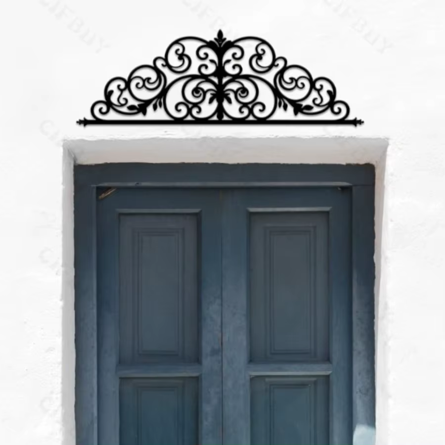 Art déco Iris Scroll Art mural en métal – Décor suspendu sur le thème floral pour chambre à coucher