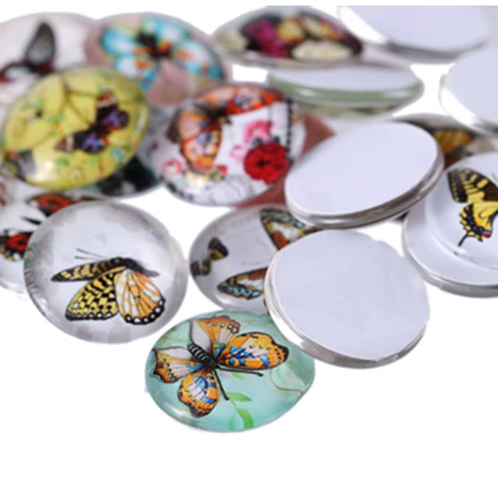 50pcs/100 pièces Cabochon rond en verre de conception personnalisée 12mm/14mm/16mm/18mm/20mm/25mm dessin animé Cabochon à dos plat accessoires de bijoux à bricoler soi-même