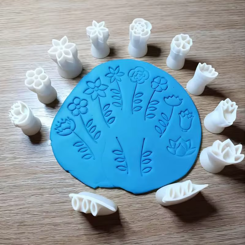 Kit de 6 tampons en argile à motif floral et feuillage