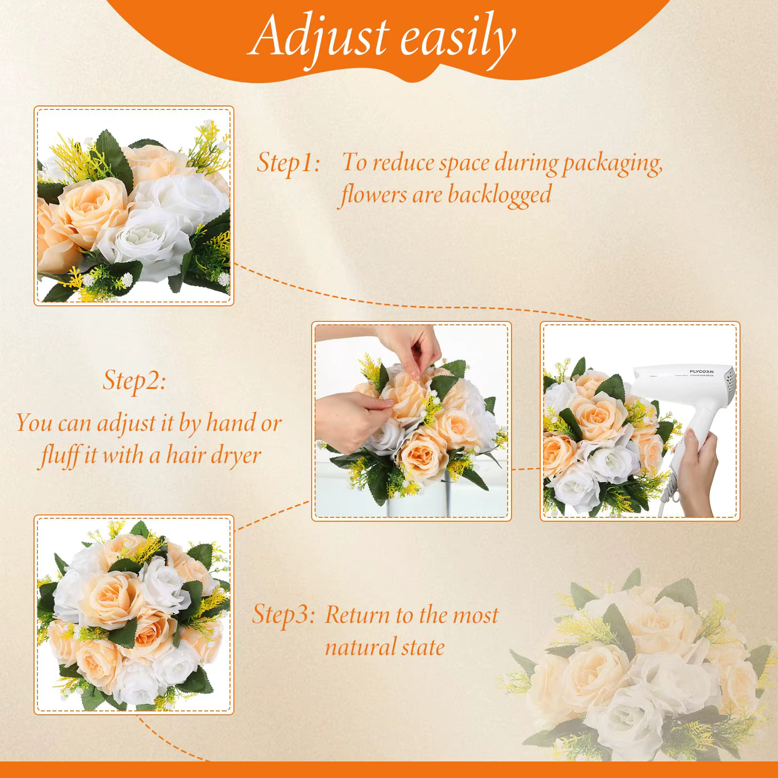 Uflower 6 pièces fleurs artificielles boule pièce maîtresse décorations de Table