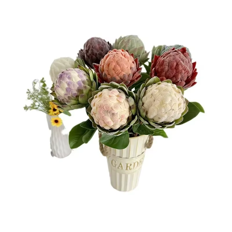 Fleurs artificielles rétro flocées