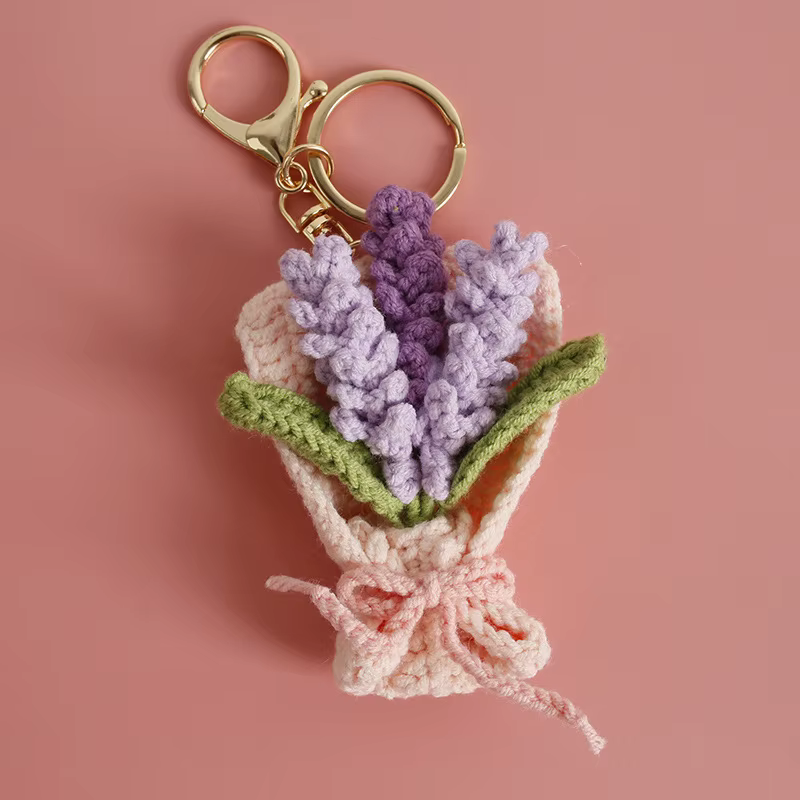 Porte-clés Bouquet de fleurs tricoté créatif