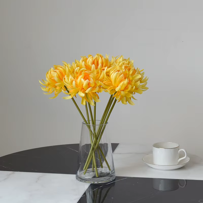 15/20 pièces de chrysanthèmes artificiels en soie bleus