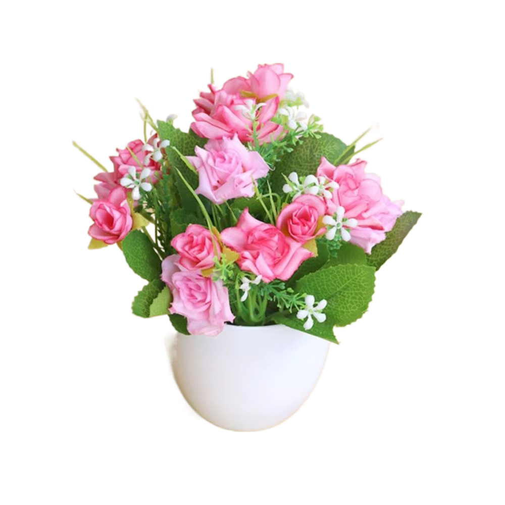 Mini rose artificielle en pot