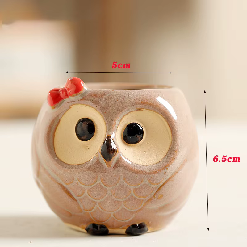 Pot de fleurs en céramique en forme de hibou