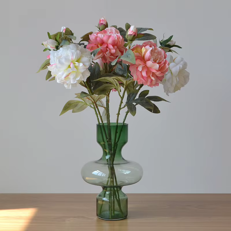 Grande branche de fleur artificielle de pivoine en soie