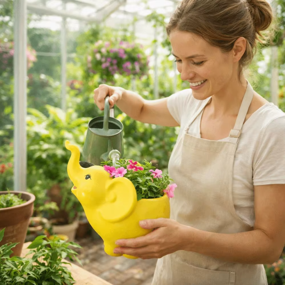 Pot de fleurs en forme d'éléphant