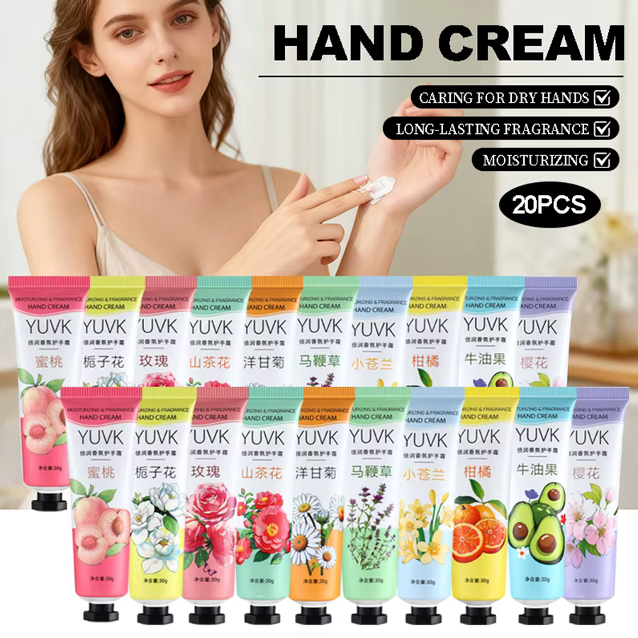 20PCS Crème pour les mains aux fleurs de fruits