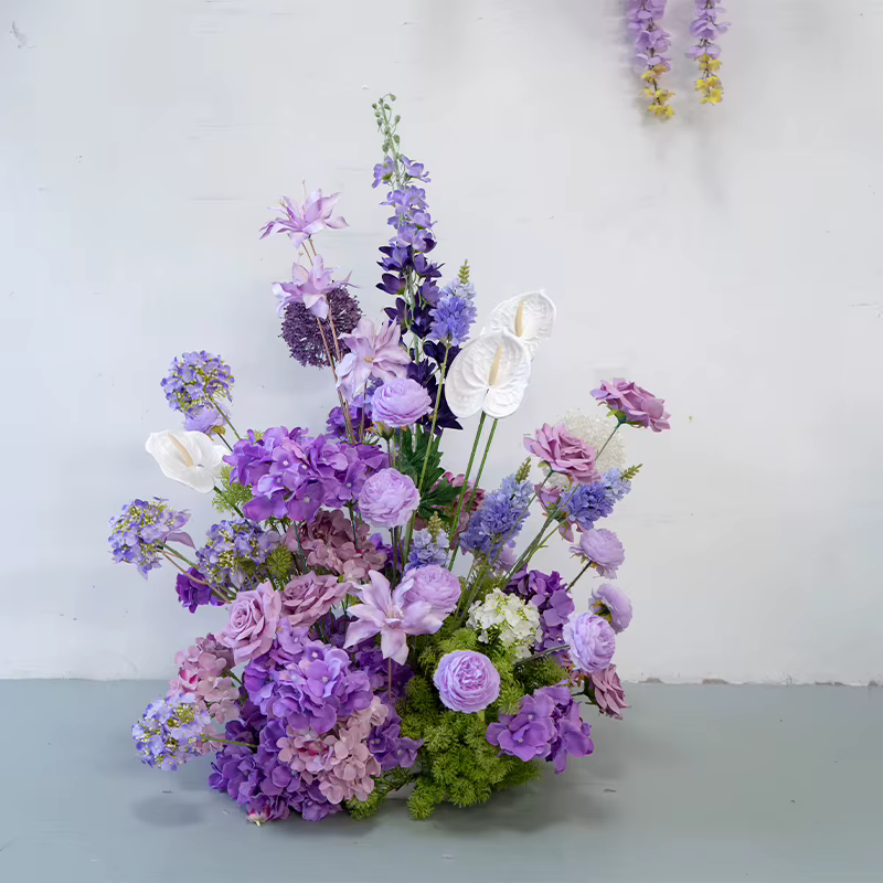 Série violette pivoine Anthurium Rose Arrangement floral accrocher