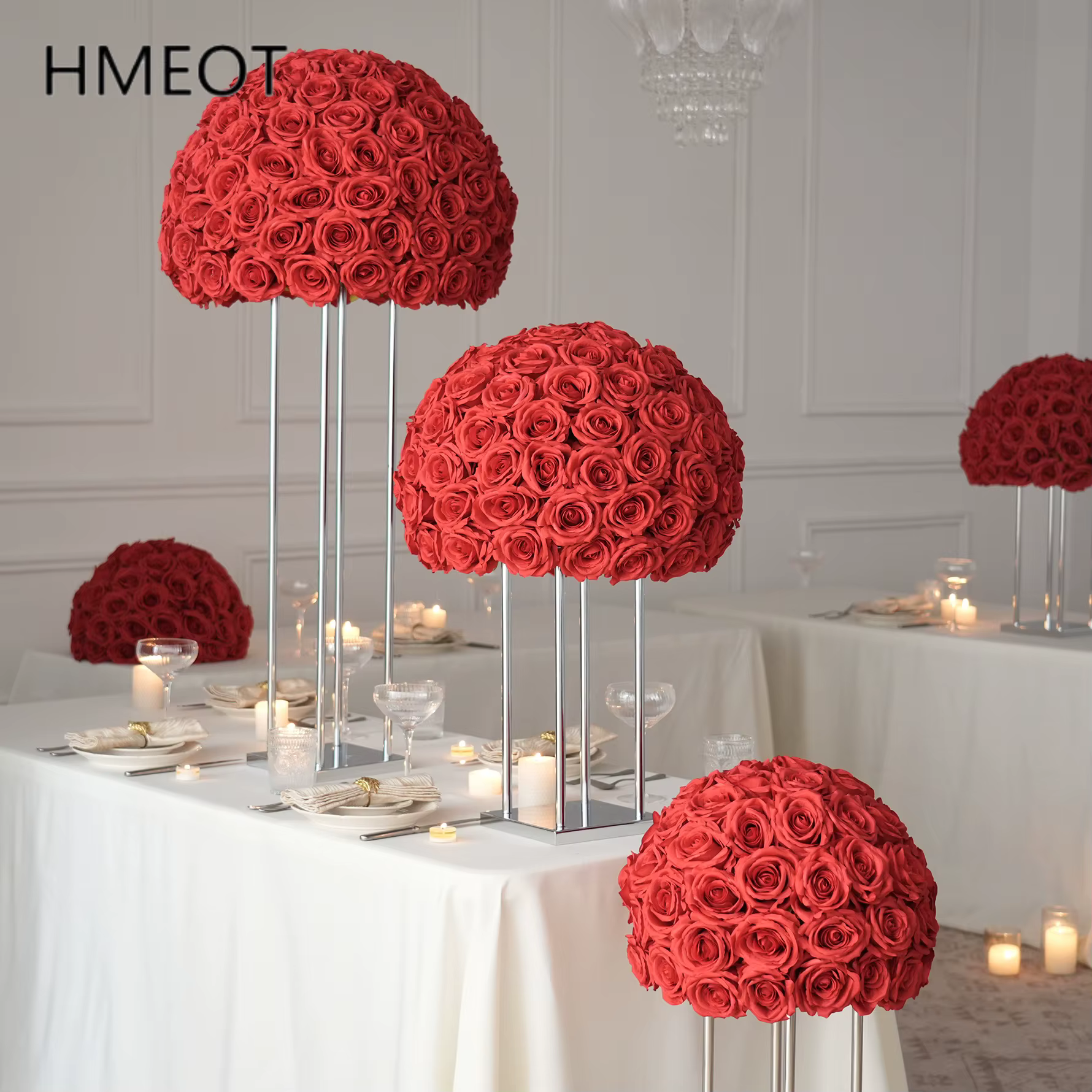 HMEOT H9186 Bouquet de roses rouges artificielles pour mariage