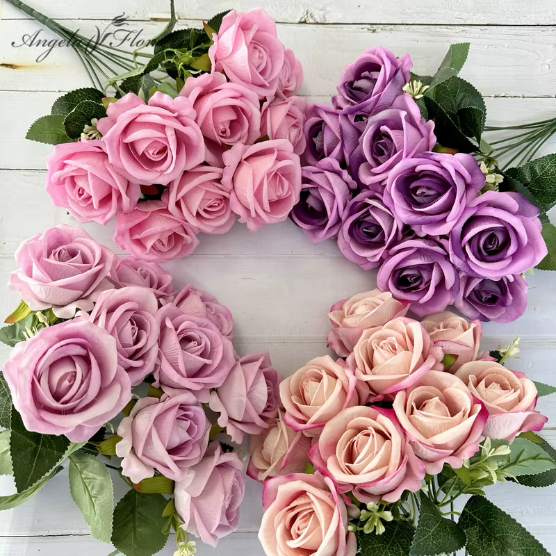 Bouquet de fleurs en perles, accessoires d'arrangement floral, accessoire photo, cadeau de la Saint-Valentin, décoration de vase de table, 9 têtes A3280