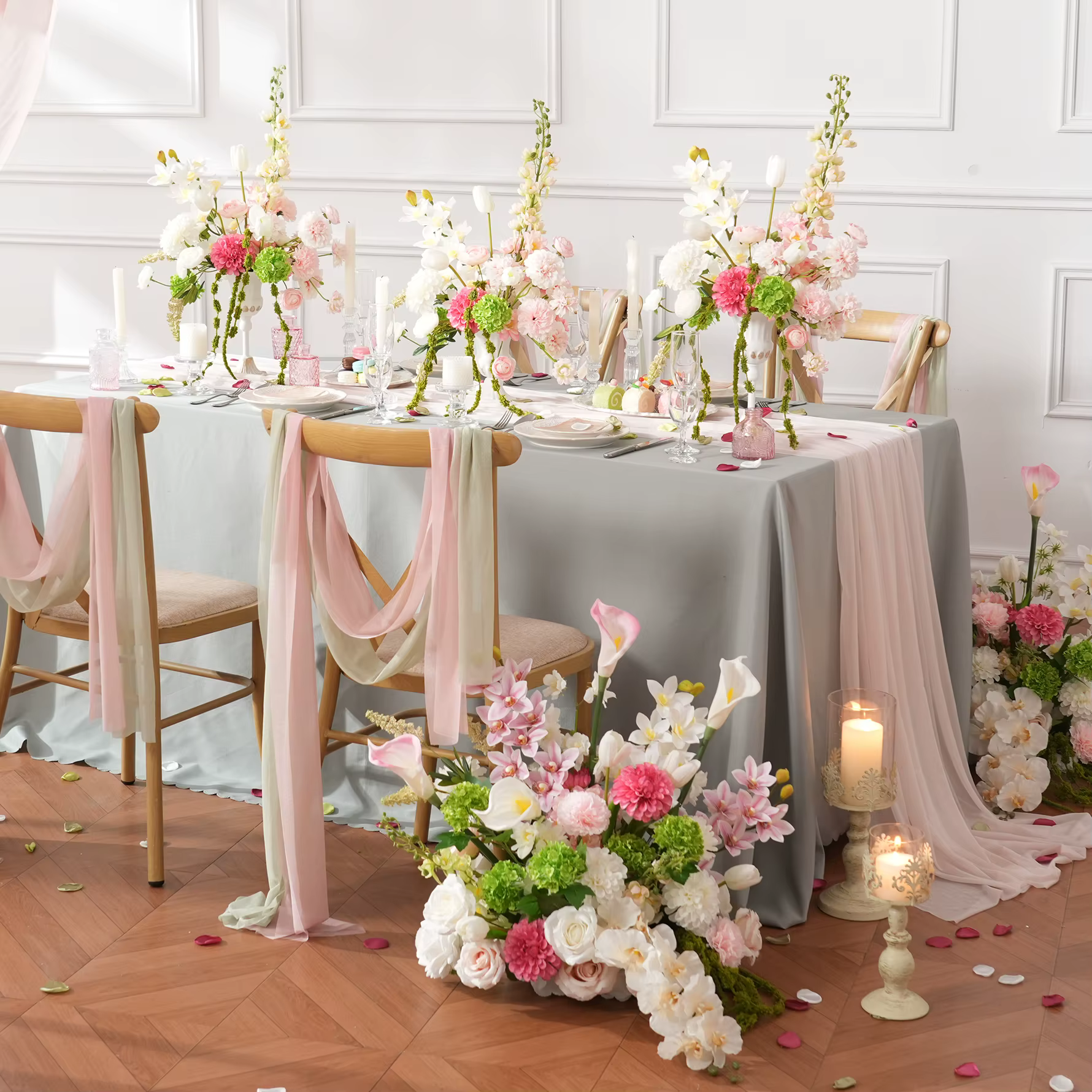 HMEOT Fleur artificielle H9150 Dahlia rose et verte