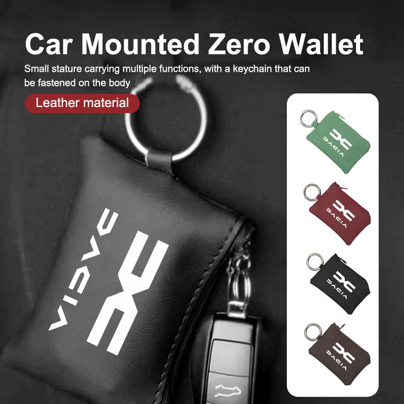 Accessoires de voiture, porte-clés en cuir, porte-cartes, porte-clés avec emblème, pochette pour Dacia Bigster Spring Duster Sandero Jogger Dokker Lodgy