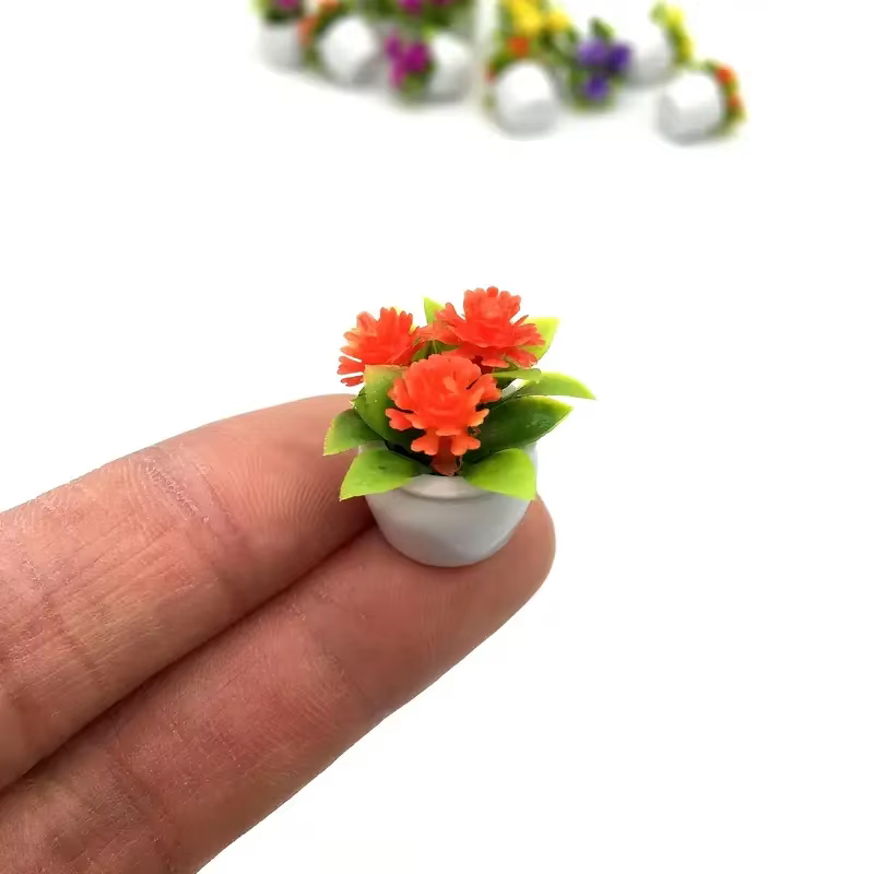 5 pièces Mini Pot de fleur décorations maisons de poupée fleurs artificielles vibrantes décor à la maison voiture