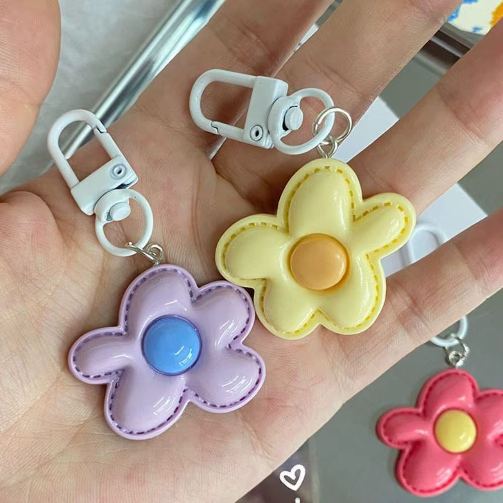 Porte-clés fleur de Style coréen, mignon, Mini porte-clés Floral en résine, pendentif floraison coloré Kawaii pour filles