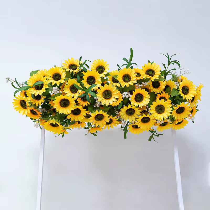 Tournesol blanc souffle de bébé fleur rangée décor mariage toile de fond Table pièce maîtresse florale Banquet événement fournitures Photo accessoires