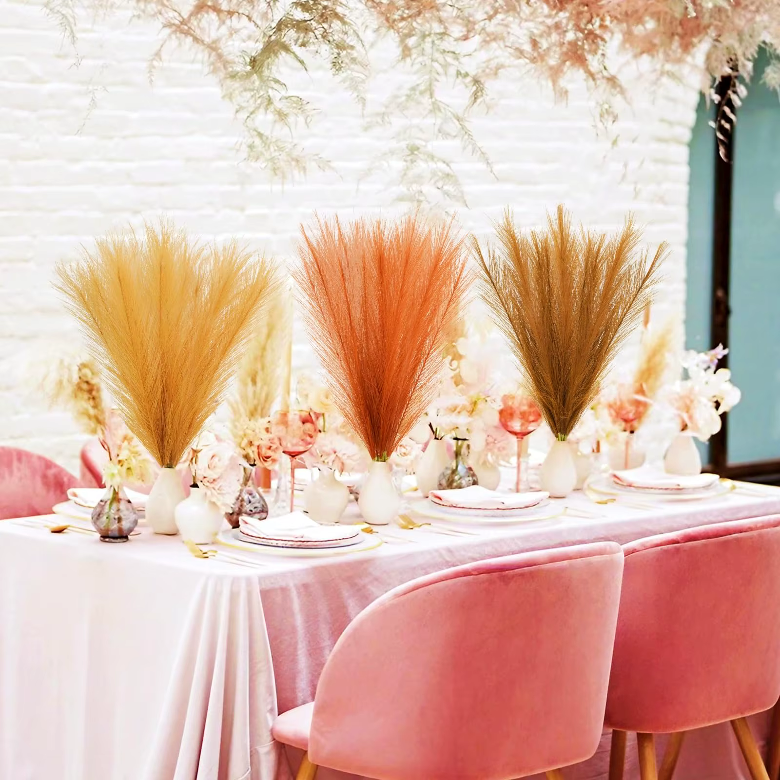 Faux herbe de Pampas artificielle Orange