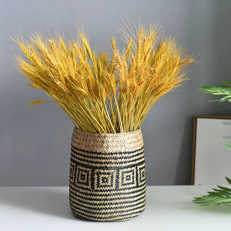 Mir à fleurs en paille tissé à la main, panier de rangement domestique, vase créatif, vase à fleurs séchées, conteneur de plantes vertes pour la décoration intérieure