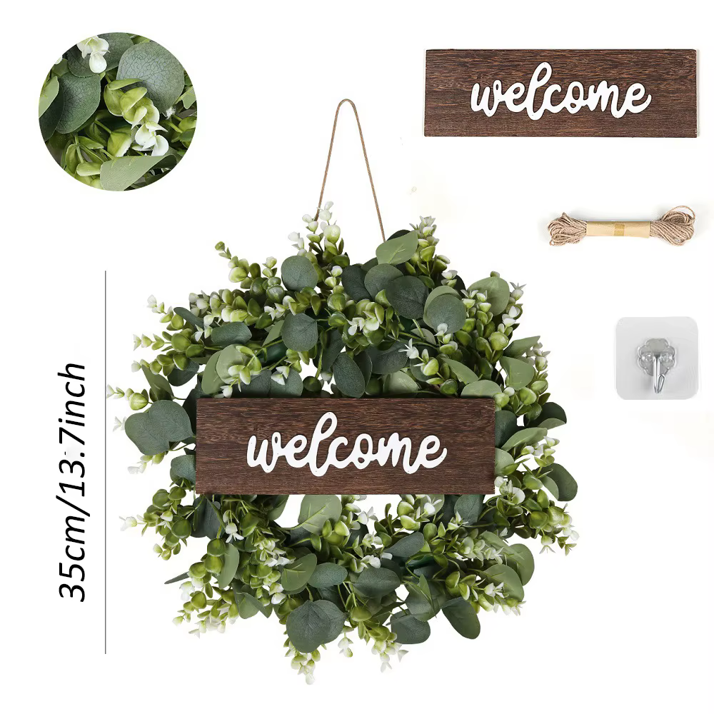 Couronne d'eucalyptus artificielle de 13 pouces