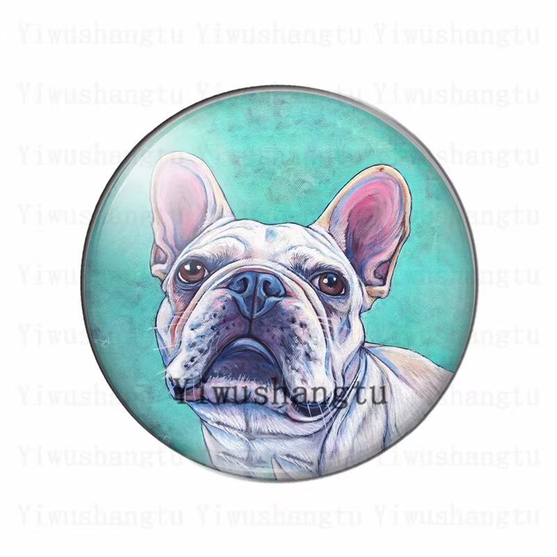 Cabochon animal tête de chien mignon 12mm/20mm/25mm/30mm photo ronde cabochon en verre démo dos plat résultats de fabrication
