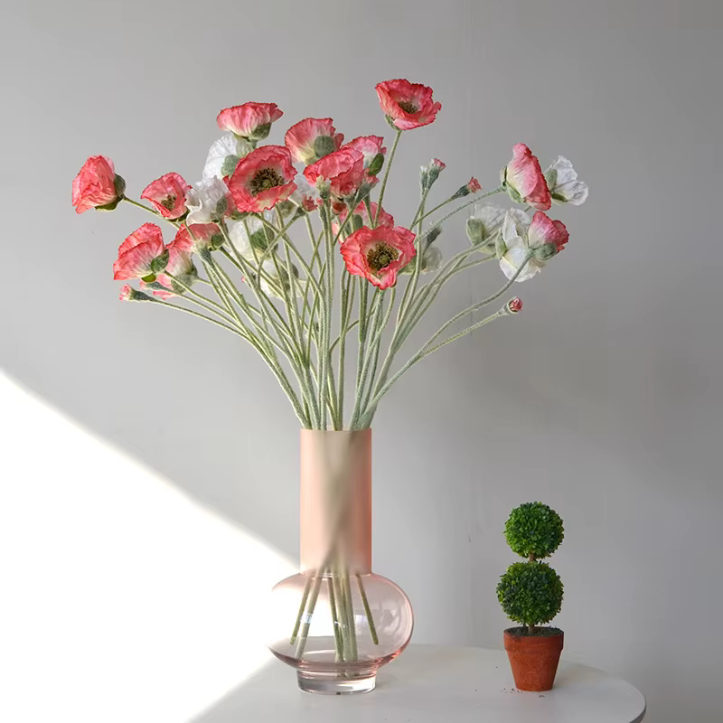 PopMED-Fleur artificielle floquée de coquelicot pour décoration de mariage