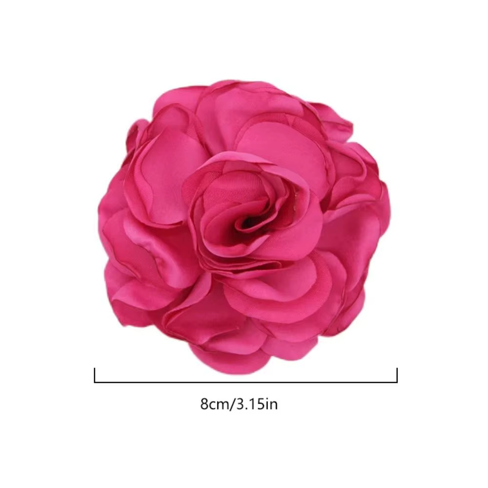 Grande broche fleur de rose en tissu