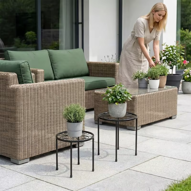 Support de plante en métal noir antirouille pour usage intérieur et extérieur