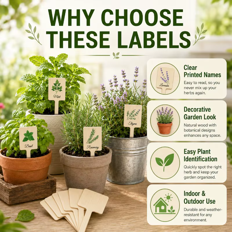 Étiquettes de plantes en bois