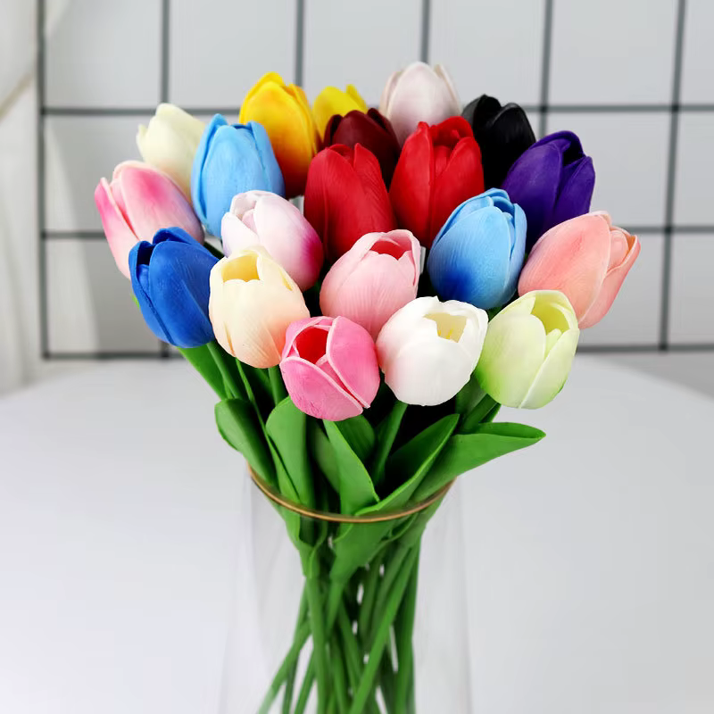 Bouquet de tulipes artificielles en PU au toucher réel