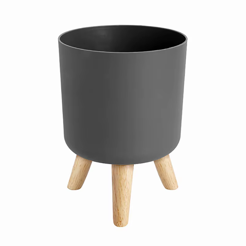 Pots de plantes modernes avec support de pieds en bois
