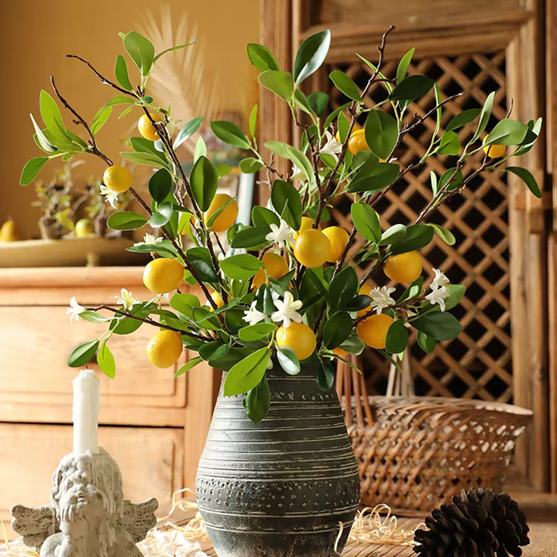 1 branche de citron artificielle avec fruits