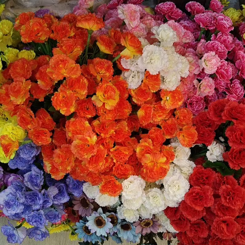 1 Bouquet de fleurs artificielles en soie d'oeillets