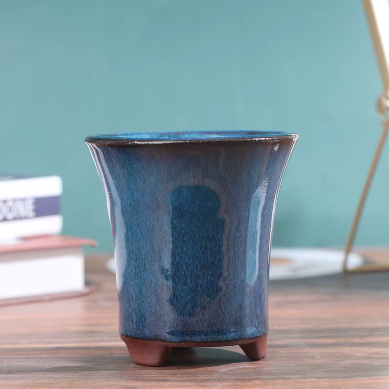 Pots à Bonsaï de Style Chinois, Pot de Fleurs en Grès Respirant avec Trous