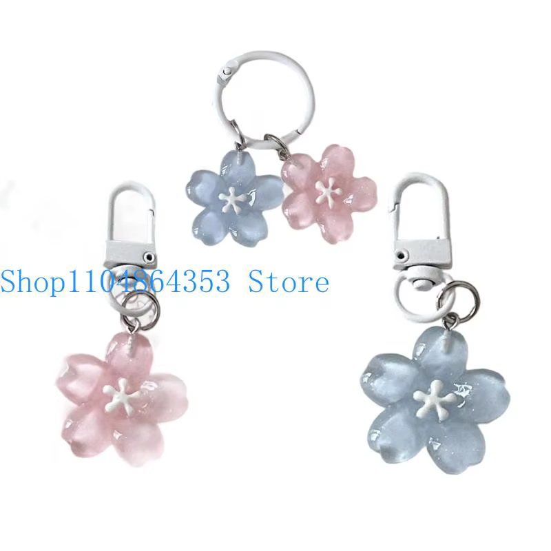 Porte-clés en résine en forme de fleur, accessoire multifonctionnel mignon, adapté aux sacs d'école, pochettes à cosmétiques, cadeau surprise d'anniversaire