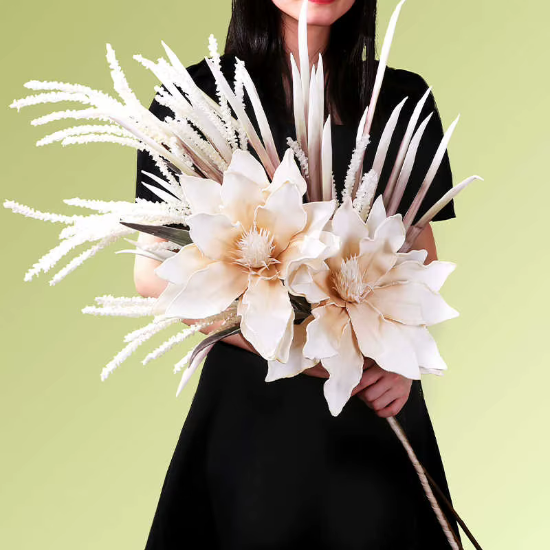 Grandes fleurs artificielles rétro pour décoration de bureau