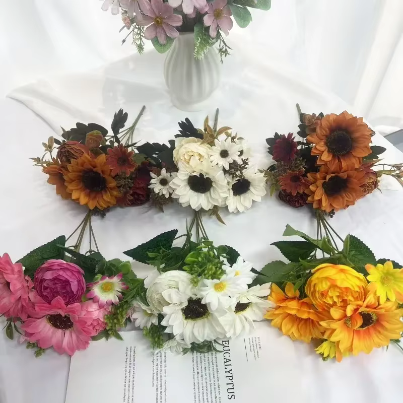Bouquet de chrysanthème de tournesol artificiel de printemps