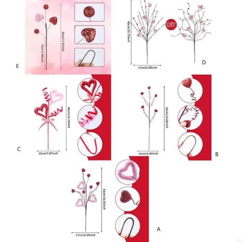 Fleur artificielle décorative avec des motifs cœur