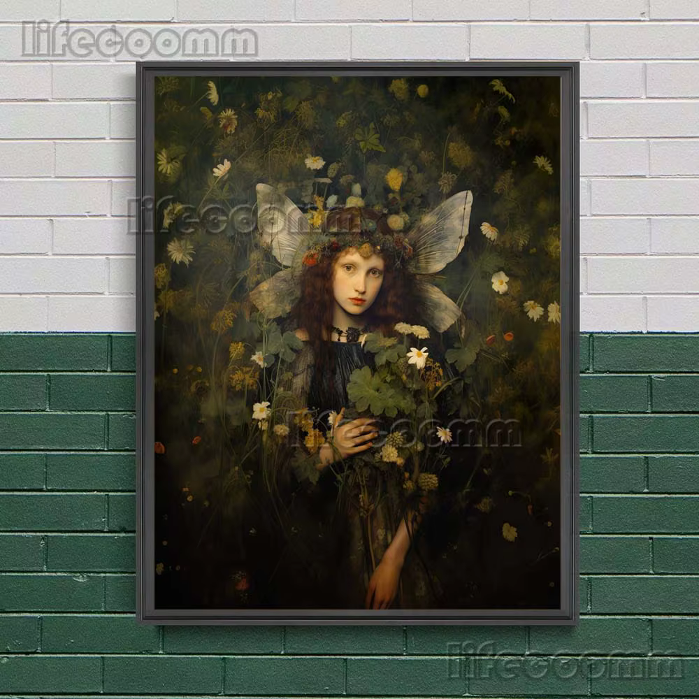Toile d'art mural Vintage avec fleurs féeriques