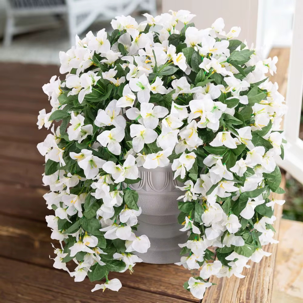Réaliste Faux Bougainvillea Fausses soie résistant aux UV fleurs artificielles plante décoration d'été longue traînée